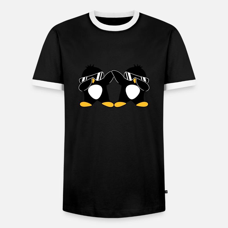 2 Dab Penguins - Men's Ringer Shirt - black/white
