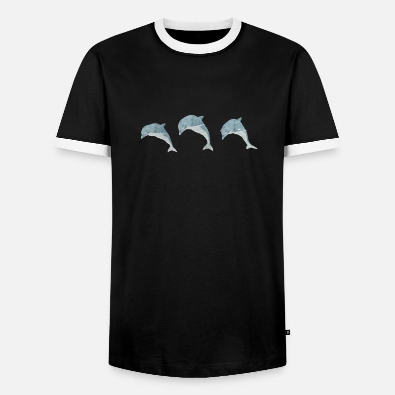 Three jumping dolphins - Men's Ringer Shirt - black/white
