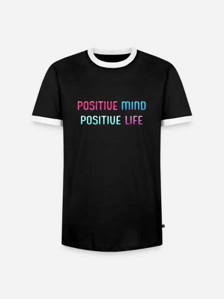POSITIVER GEIST, POSITIVES LEBEN - Männer Kontrast-T-Shirt - Schwarz/Weiß