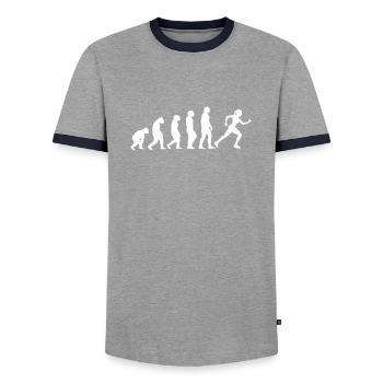 Evolution Running Runner Endurance Development - Men's Ringer Shirt - grey/navy  - Front - AI Model Female 172 light (172cm) & AI Model Male 178 light (178cm)