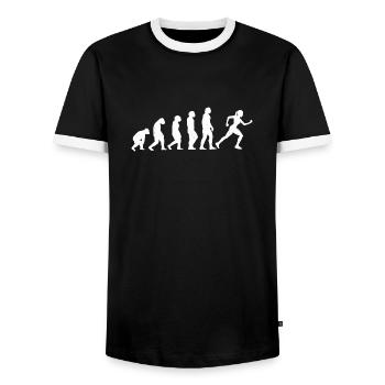 Evolution Running Runner Endurance Development - Men's Ringer Shirt - black/white - Front - AI Model Female 172 light (172cm) & AI Model Male 178 light (178cm)