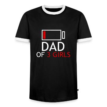 Vater von 3 Mädchen - Männer Kontrast-T-Shirt - Schwarz/Weiß - Vorne - AI Model Female 172 light (172cm) & AI Model Male 178 light (178cm)