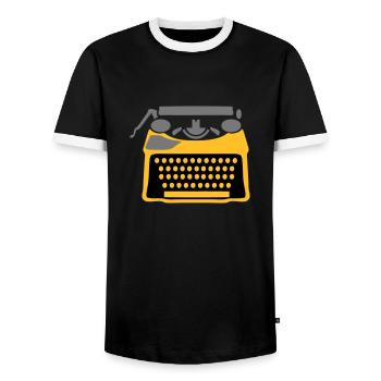 Maschine schreiben - Männer Kontrast-T-Shirt - Schwarz/Weiß - Vorne - AI Model Female 172 light (172cm) & AI Model Male 178 light (178cm)