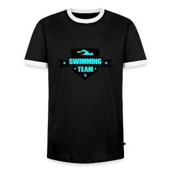 Équipe de natation - T-shirt contrasté Homme - noir/blanc - Devant - AI Model Female 172 light (172cm) & AI Model Male 178 light (178cm)