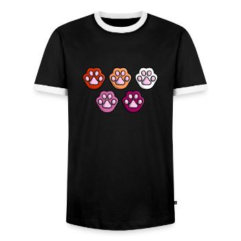 Cute Cat Paw Lesbian Queer Flag Flag LGBTQ - Men's Ringer Shirt - black/white - Front - AI Model Female 172 light (172cm) & AI Model Male 178 light (178cm)