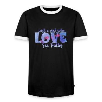 Ocean Sublimation - Men's Ringer Shirt - black/white - Front - AI Model Female 172 light (172cm) & AI Model Male 178 light (178cm)