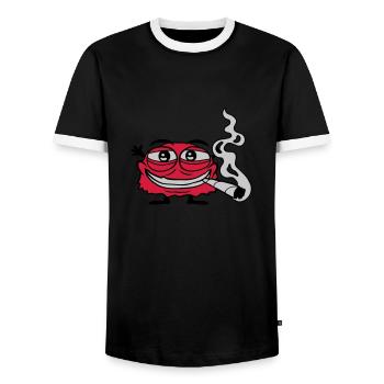 Weed rauchendes lustiges Monster - Männer Kontrast-T-Shirt - Schwarz/Weiß - Vorne - AI Model Female 172 light (172cm) & AI Model Male 178 light (178cm)