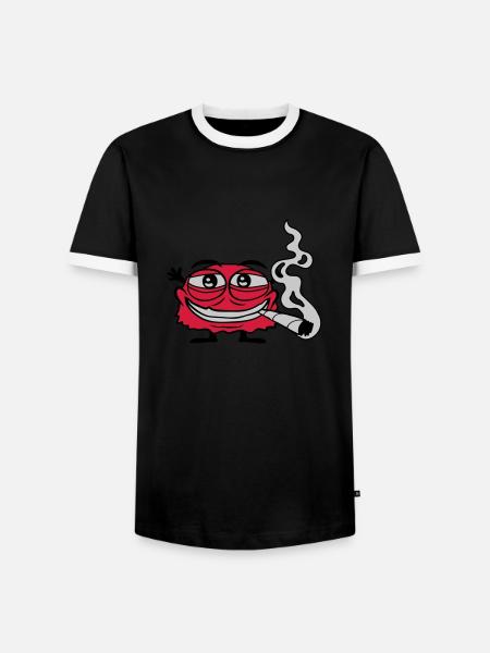 Weed smoking funny monster - Men's Ringer Shirt - black/white