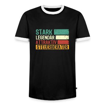 Steuerberater Spruch stark legendär attraktiv Steu - Männer Kontrast-T-Shirt - Schwarz/Weiß - Vorne - AI Model Female 172 light (172cm) & AI Model Male 178 light (178cm)