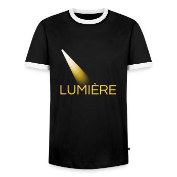 lumière jaune - T-shirt contrasté Homme - noir/blanc - Devant - AI Model Female 172 light (172cm) & AI Model Male 178 light (178cm)