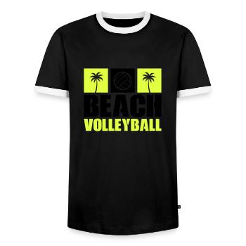 Beachvolleyball - Männer Kontrast-T-Shirt - Schwarz/Weiß - Vorne - AI Model Female 172 light (172cm) & AI Model Male 178 light (178cm)