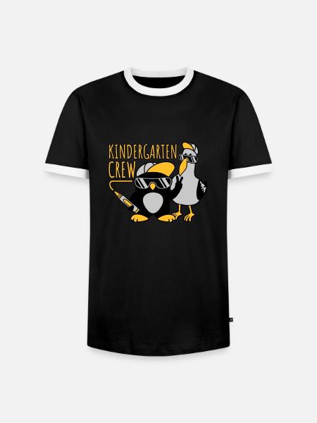 Kindergarten Crew Seagull Penguin - Men's Ringer Shirt - black/white