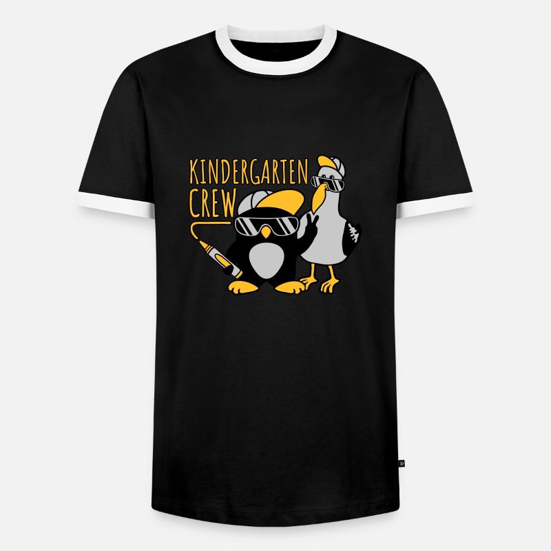 Kindergarten Crew Seagull Penguin - Men's Ringer Shirt - black/white