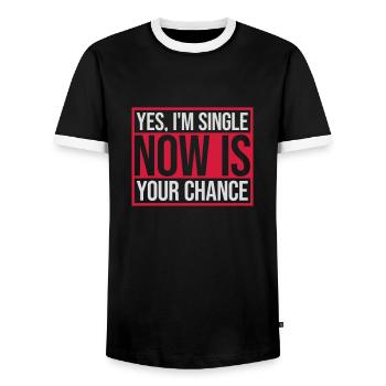 single now your chance - Männer Kontrast-T-Shirt - Schwarz/Weiß - Vorne - AI Model Female 172 light (172cm) & AI Model Male 178 light (178cm)