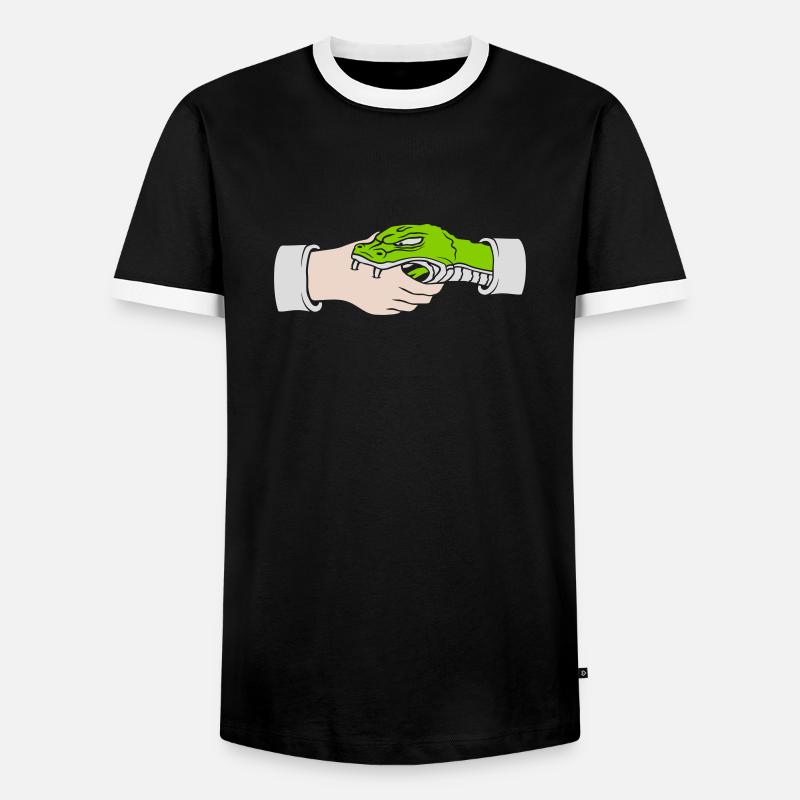 Greeting Handshake Snake Bites - Men's Ringer Shirt - black/white