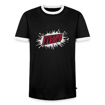 get older level up - Men's Ringer Shirt - black/white - Front - AI Model Female 172 light (172cm) & AI Model Male 178 light (178cm)