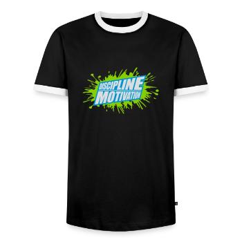 Citation de discipline sur la motivation - T-shirt contrasté Homme - noir/blanc - Devant - AI Model Female 172 light (172cm) & AI Model Male 178 light (178cm)