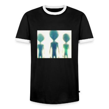 Aliens - Men's Ringer Shirt - black/white - Front - AI Model Female 172 light (172cm) & AI Model Male 178 light (178cm)