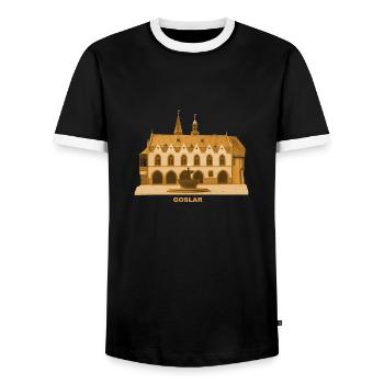 Goslar Rathaus Harz Niedersachsen - Männer Kontrast-T-Shirt - Schwarz/Weiß - Vorne - AI Model Female 172 light (172cm) & AI Model Male 178 light (178cm)