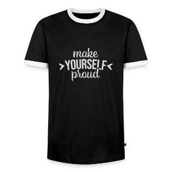 make yourself proud Zitat - Männer Kontrast-T-Shirt - Schwarz/Weiß - Vorne - AI Model Female 172 light (172cm) & AI Model Male 178 light (178cm)