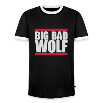 Citation du Grand Méchant Loup - T-shirt contrasté Homme - noir/blanc - Devant - AI Model Female 172 light (172cm) & AI Model Male 178 light (178cm)