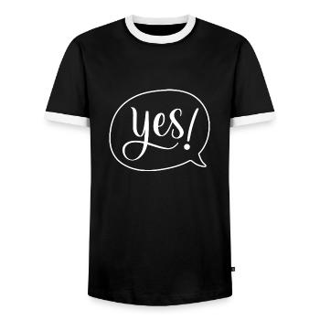 Yes Speech Bubble - Men's Ringer Shirt - black/white - Front - AI Model Female 172 light (172cm) & AI Model Male 178 light (178cm)