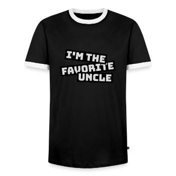 at The Favorite Uncle - Men's Ringer Shirt - black/white - Front - AI Model Female 172 light (172cm) & AI Model Male 178 light (178cm)