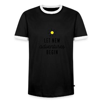 Adventure or new beginning - Men's Ringer Shirt - black/white - Front - AI Model Female 172 light (172cm) & AI Model Male 178 light (178cm)