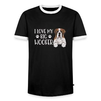 Saint-Bernard Chien Saint-Bernard - T-shirt contrasté Homme - noir/blanc - Devant - AI Model Female 172 light (172cm) & AI Model Male 178 light (178cm)