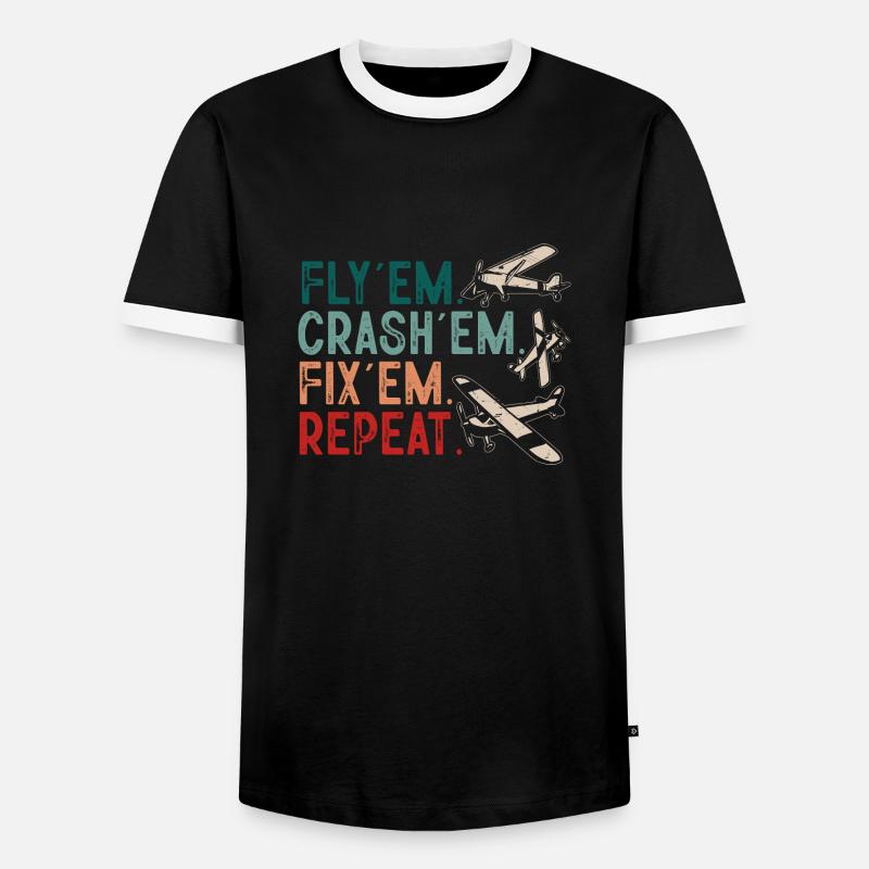 Remote Controlled Airplane Model Airplane - Men's Ringer Shirt - black/white