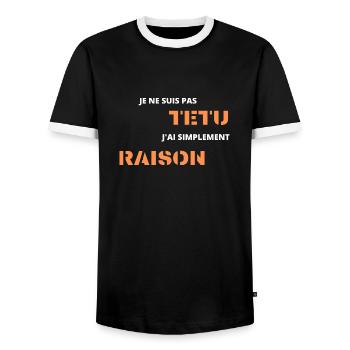 je ne suis pas têtu j'ai simplement raison - T-shirt contrasté Homme - noir/blanc - Devant - AI Model Female 172 light (172cm) & AI Model Male 178 light (178cm)