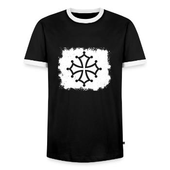 Okzitanien Geschenk Frankreich Okzitanisch Wappen - Männer Kontrast-T-Shirt - Schwarz/Weiß - Vorne - AI Model Female 172 light (172cm) & AI Model Male 178 light (178cm)