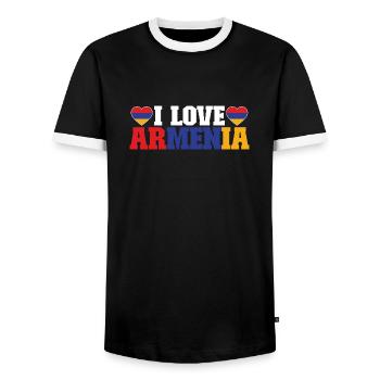 Armenian flag Armenia - Men's Ringer Shirt - black/white - Front - AI Model Female 172 light (172cm) & AI Model Male 178 light (178cm)