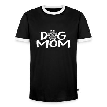 Maman chien - T-shirt contrasté Homme - noir/blanc - Devant - AI Model Female 172 light (172cm) & AI Model Male 178 light (178cm)