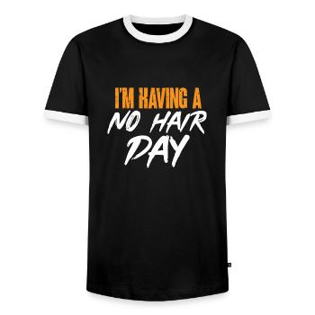 Tête chauve Calvitie Barbe Tête chauve - T-shirt contrasté Homme - noir/blanc - Devant - AI Model Female 172 light (172cm) & AI Model Male 178 light (178cm)