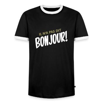 Il n'a pas dit bonjour! - T-shirt contrasté Homme - noir/blanc - Devant - AI Model Female 172 light (172cm) & AI Model Male 178 light (178cm)