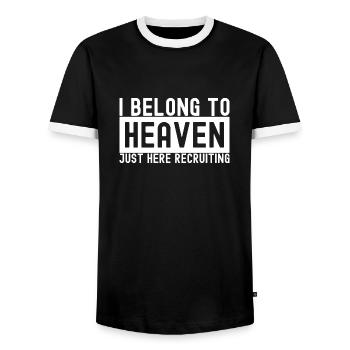 Christian Priest Jesus God Introduce You To Jesus - Men's Ringer Shirt - black/white - Front - AI Model Female 172 light (172cm) & AI Model Male 178 light (178cm)
