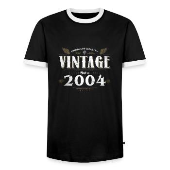 20 ans Millésime 2004 Edition Limitée 20ème - T-shirt contrasté Homme - noir/blanc - Devant - AI Model Female 172 light (172cm) & AI Model Male 178 light (178cm)