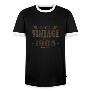 39 Jahre alter Jahrgang 1985 Limitierte Auflage 39. - Männer Kontrast-T-Shirt - Schwarz/Weiß - Vorne - AI Model Female 172 light (172cm) & AI Model Male 178 light (178cm)
