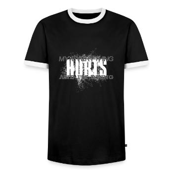 MY EVERYTHING HURTS AND I'M DYING Everything hurts - Männer Kontrast-T-Shirt - Schwarz/Weiß - Vorne - AI Model Female 172 light (172cm) & AI Model Male 178 light (178cm)
