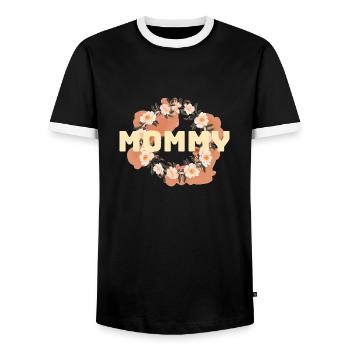 L’amour maternel dans la mer de fleurs - T-shirt contrasté Homme - noir/blanc - Devant - AI Model Female 172 light (172cm) & AI Model Male 178 light (178cm)