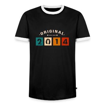Original 2014 Vintage - Présent D’anniversaire 201 - T-shirt contrasté Homme - noir/blanc - Devant - AI Model Female 172 light (172cm) & AI Model Male 178 light (178cm)