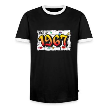 Classic Rebel 1967 Graffiti – 58 Jahre Ikone - Männer Kontrast-T-Shirt - Schwarz/Weiß - Vorne - AI Model Female 172 light (172cm) & AI Model Male 178 light (178cm)