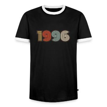 1996 rétro vintage - T-shirt contrasté Homme - noir/blanc - Devant - AI Model Female 172 light (172cm) & AI Model Male 178 light (178cm)