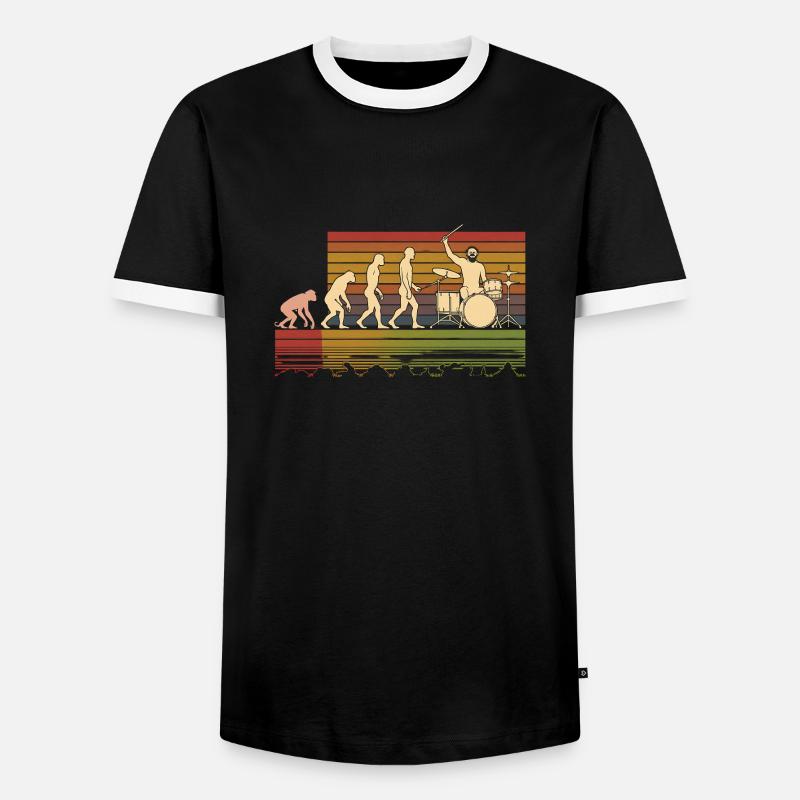 Batteur Evolution Trommeln - Männer Kontrast-T-Shirt - Schwarz/Weiß