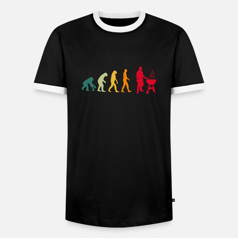 Grillen Evolution lustig - Männer Kontrast-T-Shirt - Schwarz/Weiß