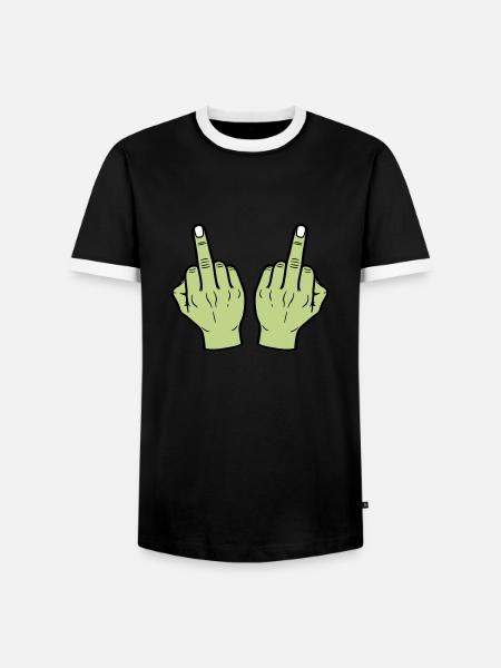 Middle Finger Hand - Men's Ringer Shirt - black/white