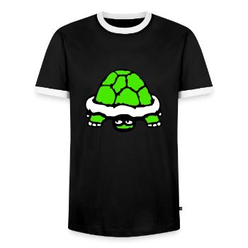 Turtle Hidden Shy Funny Grin - Men's Ringer Shirt - black/white - Front - AI Model Female 172 light (172cm) & AI Model Male 178 light (178cm)