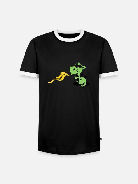 dragon spits fire - Männer Kontrast-T-Shirt - Schwarz/Weiß