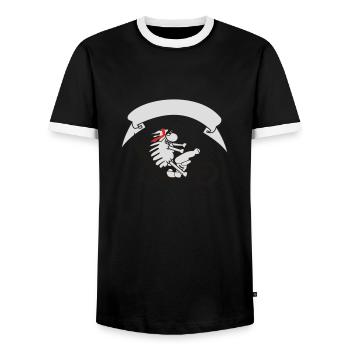 moutons de cycliste avec la bannière - T-shirt contrasté Homme - noir/blanc - Devant - AI Model Female 172 light (172cm) & AI Model Male 178 light (178cm)